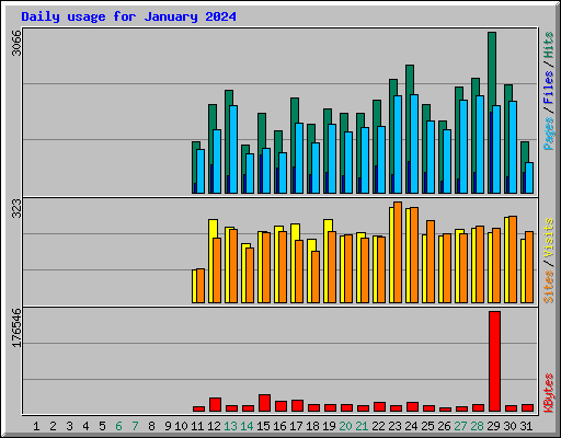 Daily usage for January 2024